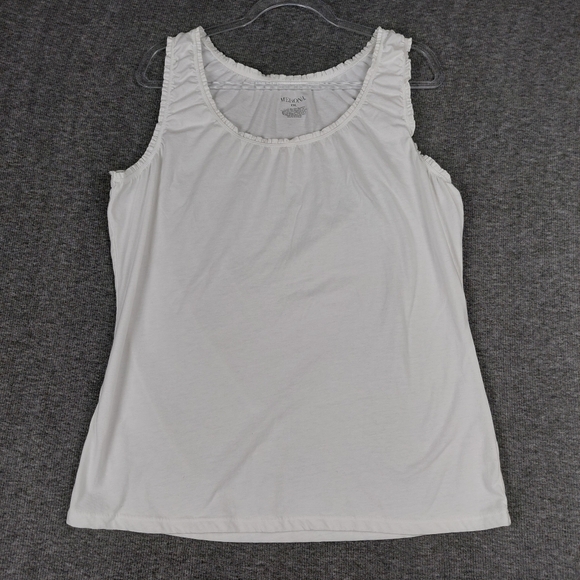 Merona Tops - MERONA WOMENS WHITE RUFFLE TRIM BASIC COTTON BLEND SLEEVELESS TANK TOP SIZE XXL